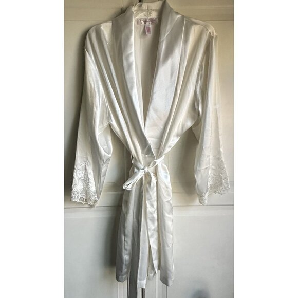 Oscar‎ de La Renta Pink Label Ivory Large Long Sleeve Short Robe - Picture 1 of 6